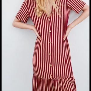 Zara red and white striped dress, NWT, size M